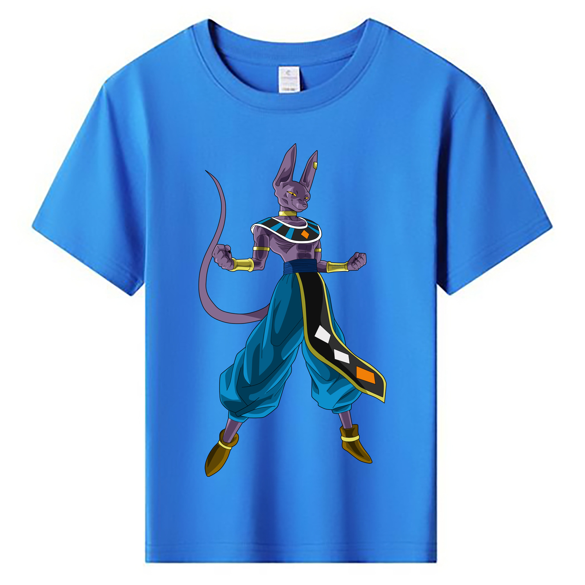 （画像用） ドラゴンボール ビルス 破壊神ビルス DRAGON BALL Beerus Birusu 綿100％キッズTシャツ（フロントプリント）